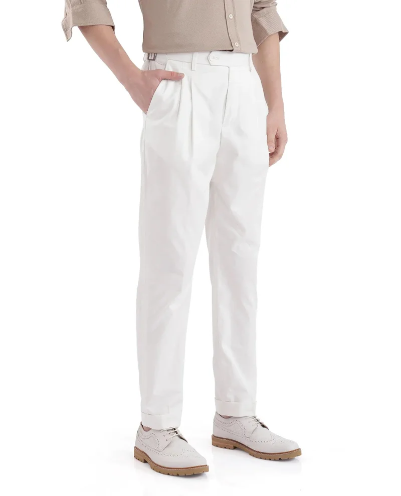Rare Rabbit Men's Regular Fit Pleated Solid Trousers