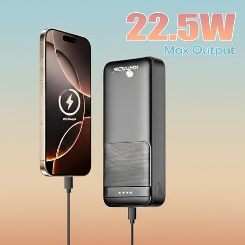 Kratos Legend Champ Power Bank 20000mAh, Fast Charging 22.5W, Triple Output,USB Type C &Dual USB Port, PD Powerbank for iPhone, Android & Other Phones, BIS Certified,1year Warranty, Black - Image 3