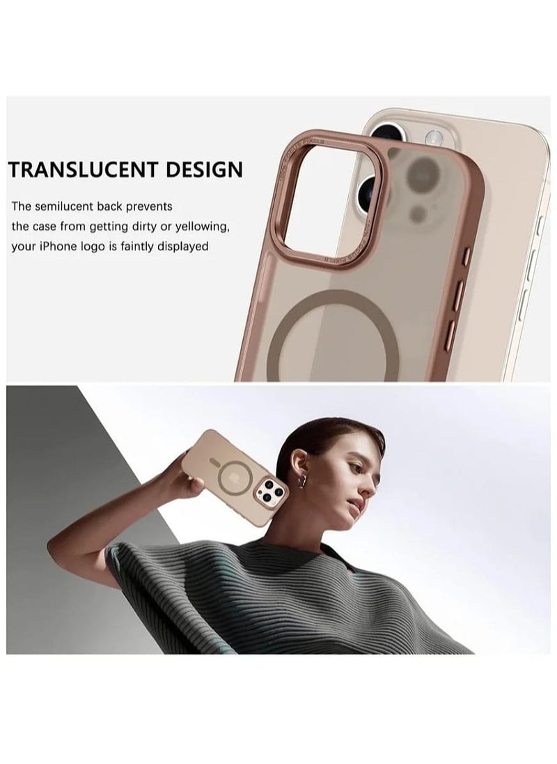 Generic - Magnetic Matte Case for iPhone 16 Pro Max, Compatible with MagSafe, Plating Luxury Cover, Matte Soft TPU Shockproof Protective Phone Case (Desert Titanium) - Image 1