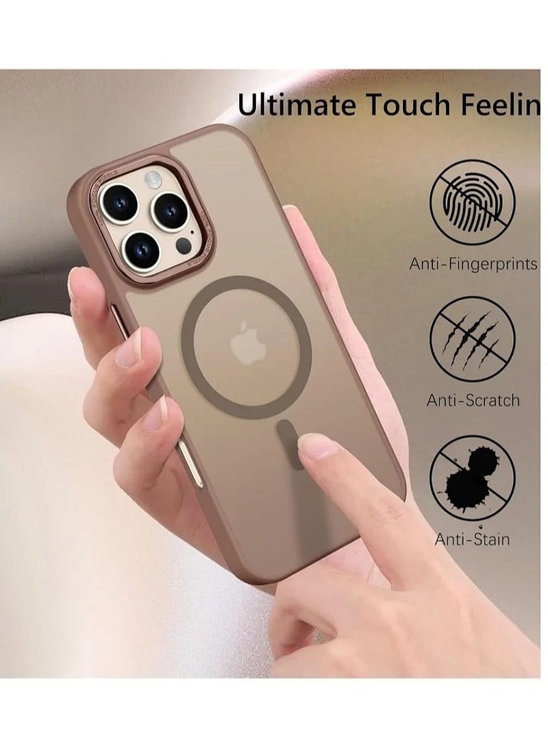 Generic - Magnetic Matte Case for iPhone 16 Pro Max, Compatible with MagSafe, Plating Luxury Cover, Matte Soft TPU Shockproof Protective Phone Case (Desert Titanium) - Image 1