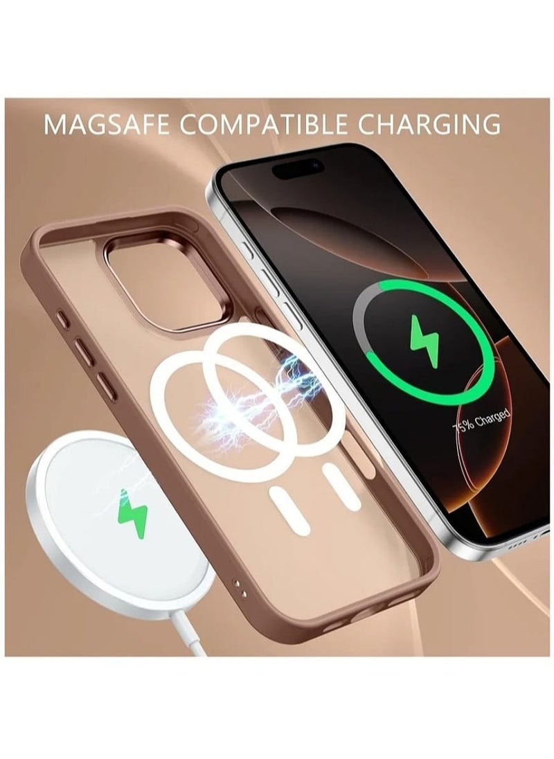 Generic - Magnetic Matte Case for iPhone 16 Pro Max, Compatible with MagSafe, Plating Luxury Cover, Matte Soft TPU Shockproof Protective Phone Case (Desert Titanium) - Image 1