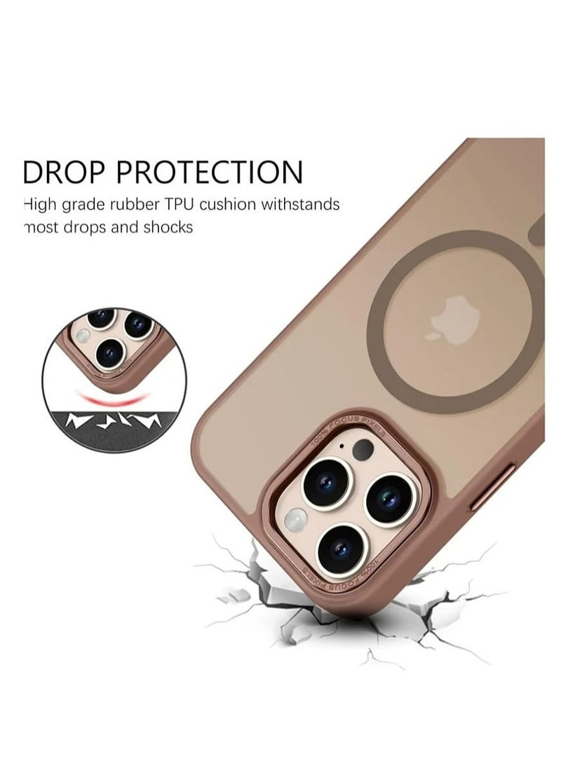 Generic - Magnetic Matte Case for iPhone 16 Pro Max, Compatible with MagSafe, Plating Luxury Cover, Matte Soft TPU Shockproof Protective Phone Case (Desert Titanium) - Image 1