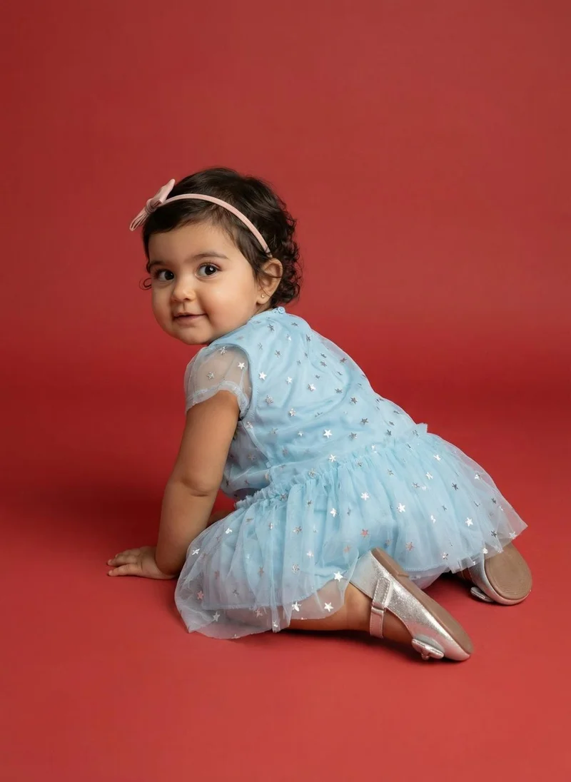 Nautinati  Nautinati Baby Girls' A-line Frilled Mesh All-over Flower & Polka Dot Print Party Dress for Women | Best Price UAE