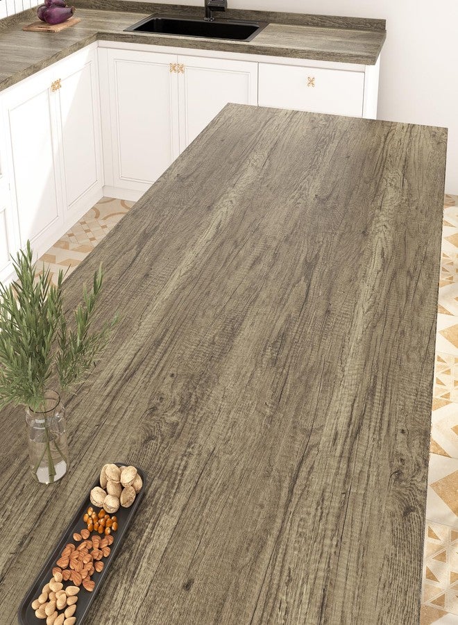 Wallercity ورق حائط من Wallercity بني/رمادي بنقشة الخشب، مناسب لأسطح العمل، قابل للتقشير واللصق، بمظهر خشبي، مناسب لخزائن المطبخ والحمام، غلاف فينيل ذاتي اللصق بتصميم ريفي عتيق، مناسب لرفوف الطاولات، 15.8 بوصة × 78.7 بوصة - Image 3