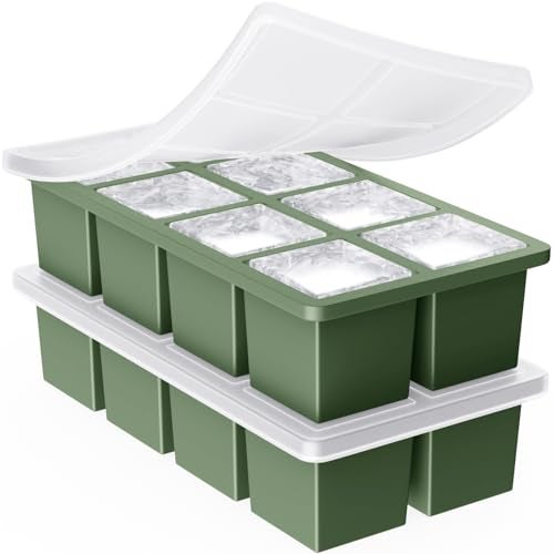 GGOW Large Ice Cube Trays for Whiskey: GGOW Big Silicone Ice Cube Trays - Huge Square Ice Cubed Tray for Whisky and Cocktail - Image 1