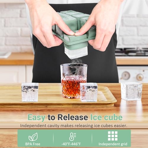 GGOW Large Ice Cube Trays for Whiskey: GGOW Big Silicone Ice Cube Trays - Huge Square Ice Cubed Tray for Whisky and Cocktail - Image 2
