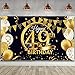 Blulu 49th Birthday Party Decoration Extra Large Fabric Black Gold Sign Poster for Anniversary Photo Booth Backdrop Background Banner Birthday Party Supplies 728 x 433 Inch - Image 3
