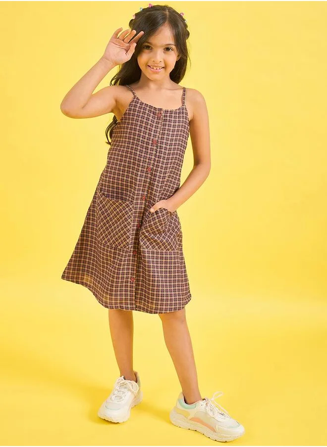 Stylo Bug Check Print Strappy Casual Dress by Styli