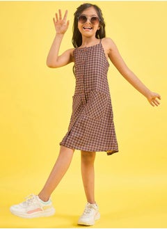 Stylo Bug Check Print Strappy Casual Dress by Styli  - Image 2