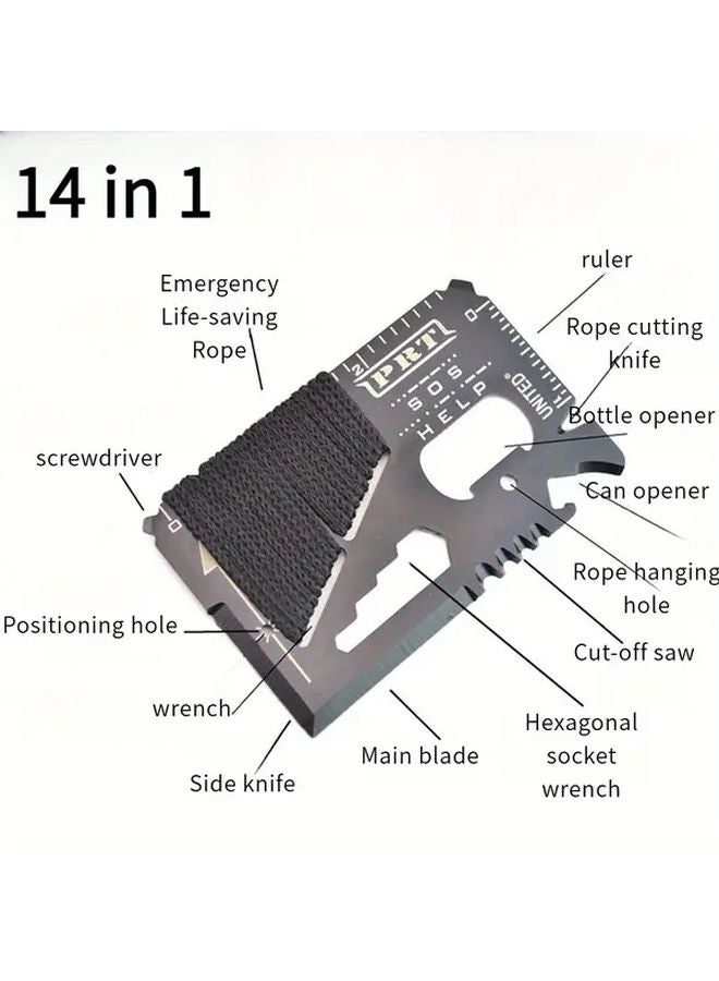 14 In 1 Stainless Steel Multi Tool Card With Screwdriver Wrench Bottle Opener - Image 2