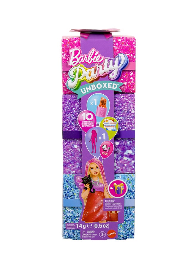 Barbie Party Unboxed Doll & Accessories, Glam Party Series With 10 Surprises Including Color-Change, Red Sparkle Doll - Image 4