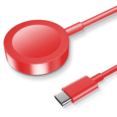 xiwxi 𝟐𝟎𝟐𝟔 𝐔𝐩𝐠𝐫𝐚𝐝𝐞𝐝 Magnetic Charging Cable for Apple Watch Charger,[USB C Port] Wireless Charging Cable Compatible with iWatch Series Ultra/10/9/8/7/6/SE/SE2/5/4/3/2[3.3FT/1M],Red - Image 1