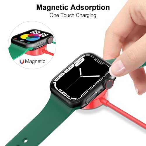 xiwxi 𝟐𝟎𝟐𝟔 𝐔𝐩𝐠𝐫𝐚𝐝𝐞𝐝 Magnetic Charging Cable for Apple Watch Charger,[USB C Port] Wireless Charging Cable Compatible with iWatch Series Ultra/10/9/8/7/6/SE/SE2/5/4/3/2[3.3FT/1M],Red - Image 5