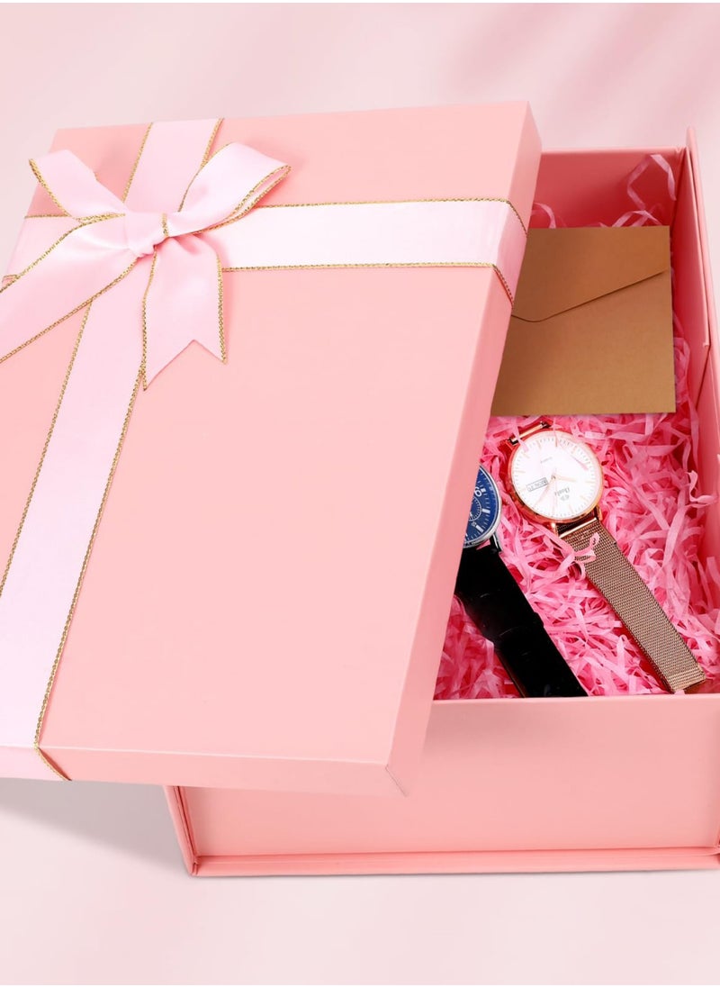 Generic Pink Large Gift Box with Lid and Bow,Pink Gift Packaging Box for Christmas Valentines Day Present Birthday Wedding Anniversary Festival（29x22x10.5cm）  - Image 2