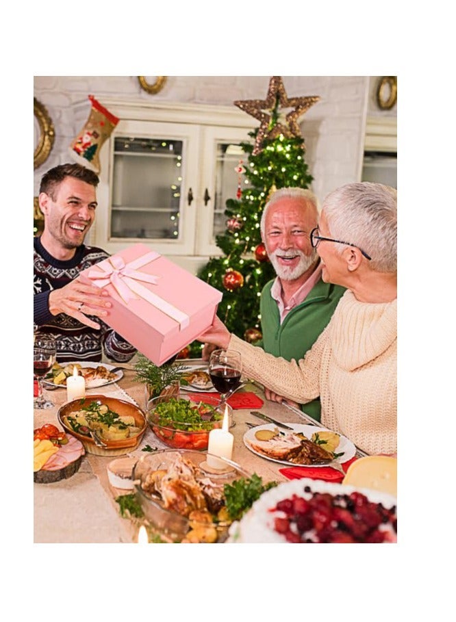 علبة هدايا وردية اللون بغطاء وشريط مزين بفيونكة، مقاس 29 × 22 × 10.5 سم، قابلة للطي، مناسبة كهدية لوصيفات العروس، أو لحفلات الزفاف، أو رمضان، أو الكريسماس، أو الهالوين، أو أعياد الميلاد - Image 5