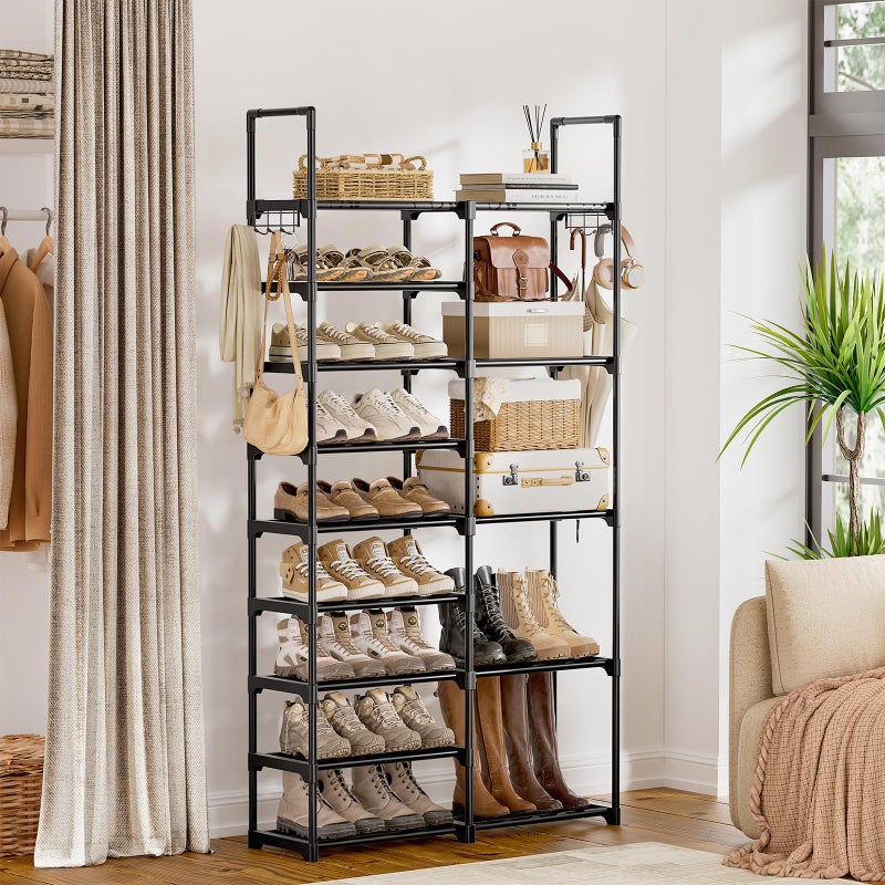 WOWLIVE 9 Tiers Shoe Rack Shoe Storage Shoe Organizer 30-35 Pairs Shoe Tower Unit Shelf Durable Metal Pipes with Plastic Connectors Stackable Cabinet Black(SSS2B9) - Image 3