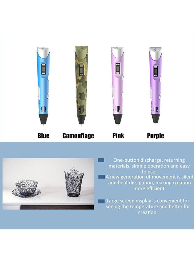 قلم طباعة ذكي ثلاثي الأبعاد بشاشة رقمية، أقلام رسم جرافيتي ثلاثية الأبعاد بدرجة حرارة عالية مع كابل USB - Image 5
