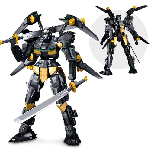 HIGH GODO Black Bat Mech Building Blocks Set for Adults Robot Model Building Kit with Wings and Swords Weapons 534 Pieces Creative Collectible Gift for Teens - Image 1