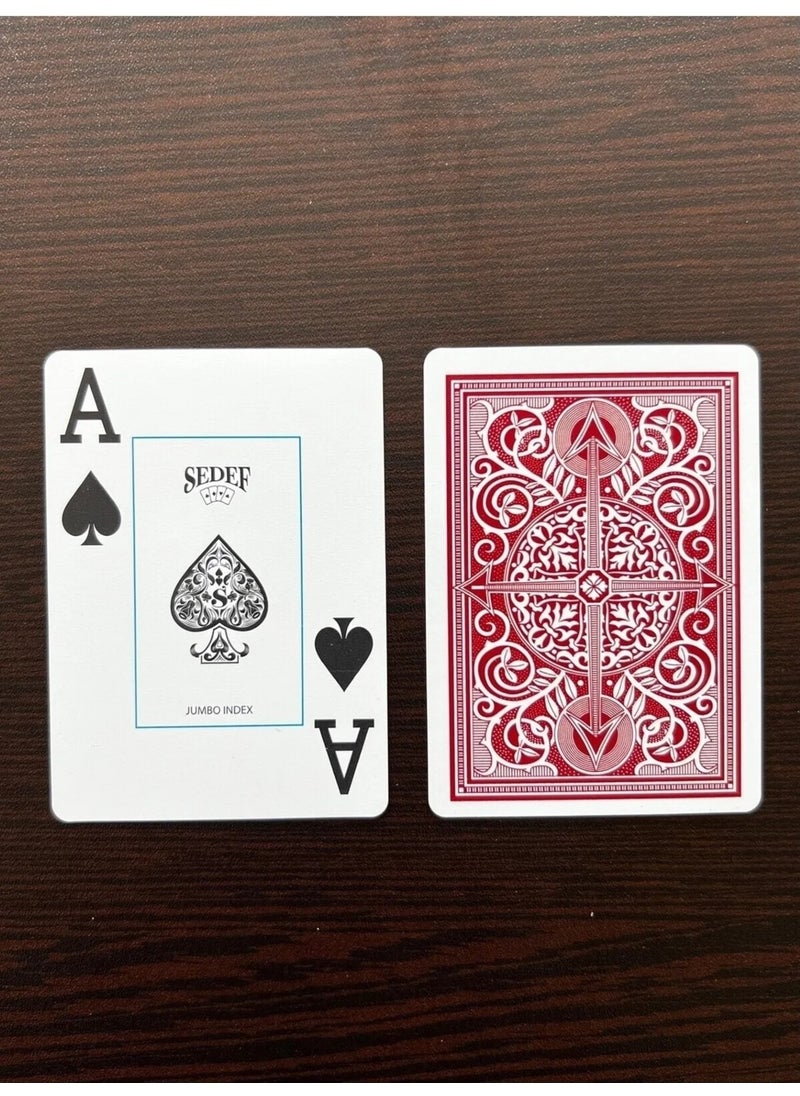 Sedef - Jumbo Poker Playing Cards 100% Plastic 2 Pack (Red-Blue) - Image 1
