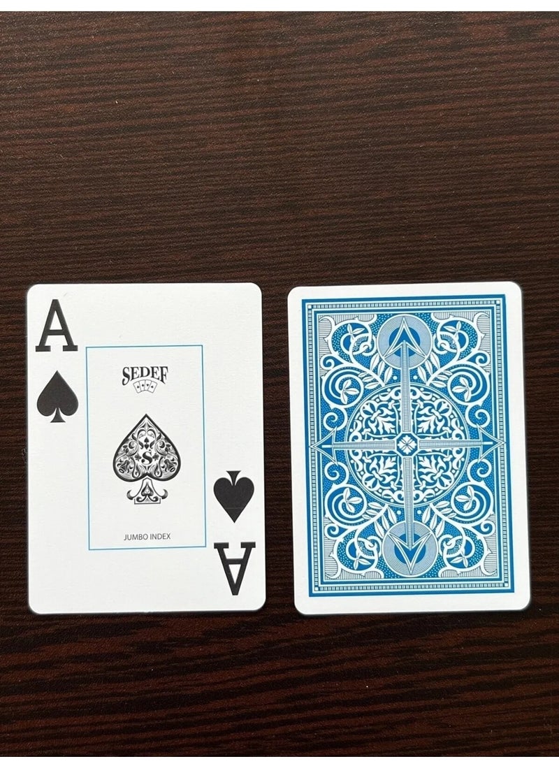 Sedef - Jumbo Poker Playing Cards 100% Plastic 2 Pack (Red-Blue) - Image 1