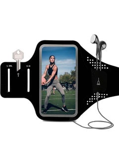 Running Phone Holder, Sports Armband for iPhone 15/14 Pro/14 Pro Max, All Models up to 6.5 Inch, Mobile Phone Strap with Key Case and Headphone Slots, Armband for Running, Jogging, Cycling, Hiking