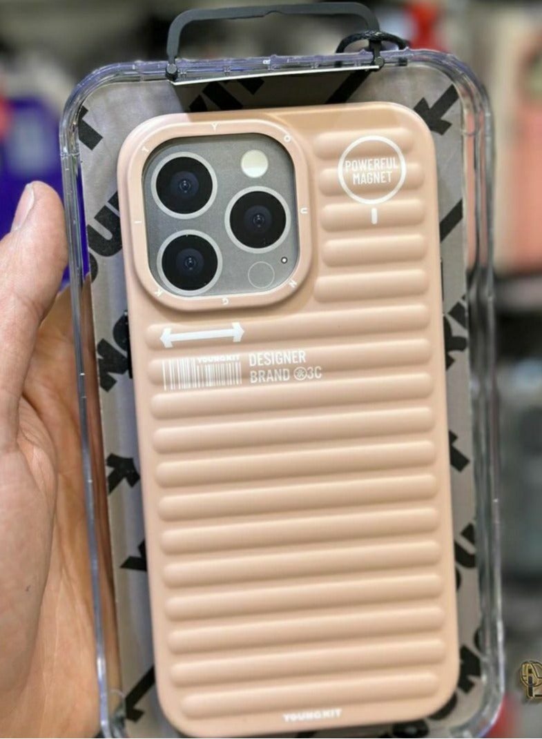 YOUNG KIT Young Kit True Color Luggage-Inspired Magsafe Apple iPhone 15 Pro max Case - Pink Color  - Image 3