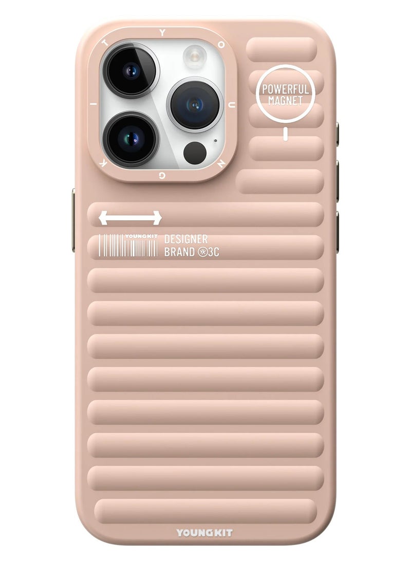 YOUNG KIT Young Kit True Color Luggage-Inspired Magsafe Apple iPhone 15 Pro max Case - Pink Color  - Image 1