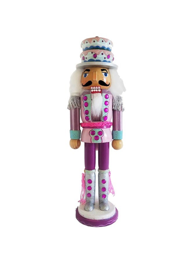 Nutcracker Ballet Gifts Christmas Holiday Wooden Nutcracker Figure Soldier with Pink, Teal, and White Uniform Jacket, Cupcake Hat, Silver Boots & Silver Tassels with Sparkle Rhinestone Details, Large Exclusive 12 Inch - Image 1