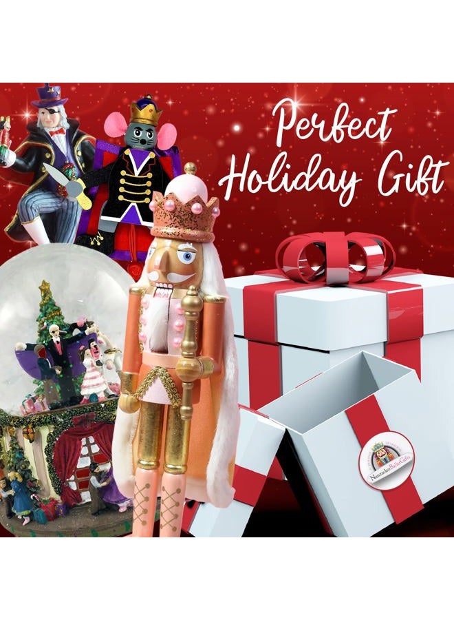 Nutcracker Ballet Gifts Christmas Holiday Wooden Nutcracker Figure Soldier with Pink, Teal, and White Uniform Jacket, Cupcake Hat, Silver Boots & Silver Tassels with Sparkle Rhinestone Details, Large Exclusive 12 Inch - Image 4