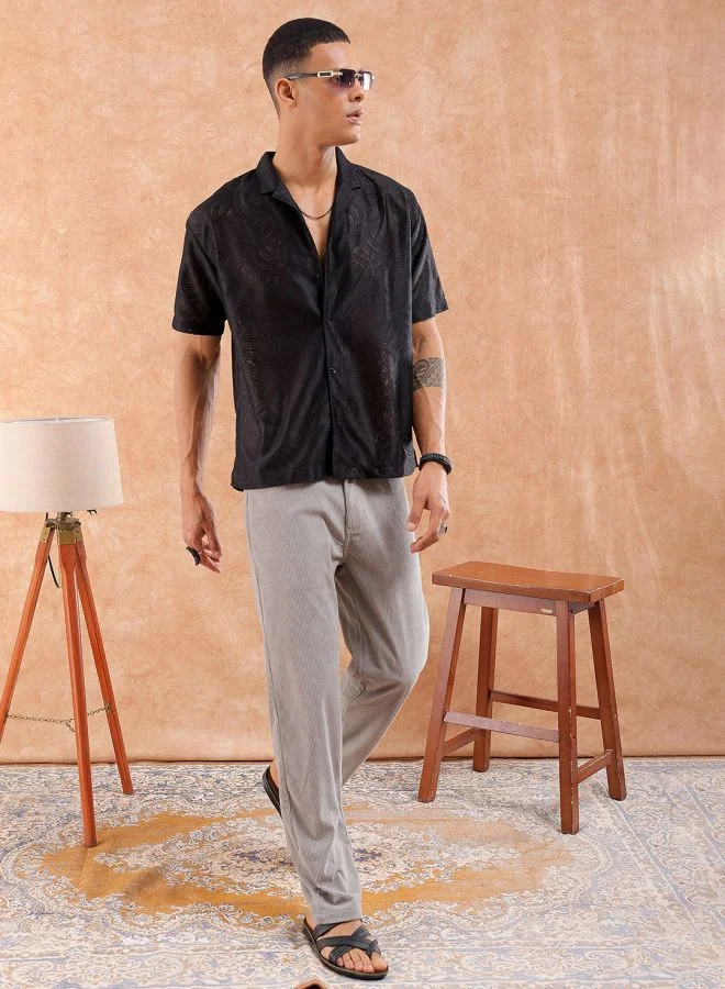 شركة المرآب الهندية Men Relaxed Fit Solid Half Sleeves Cuban Collar Resort Wear Shirt