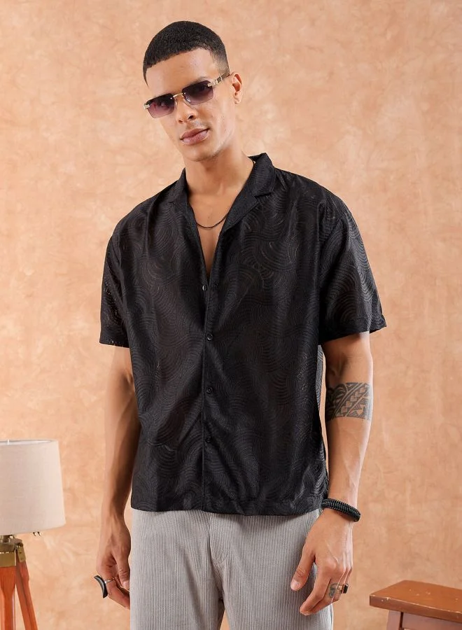 شركة المرآب الهندية Men Relaxed Fit Solid Half Sleeves Cuban Collar Resort Wear Shirt