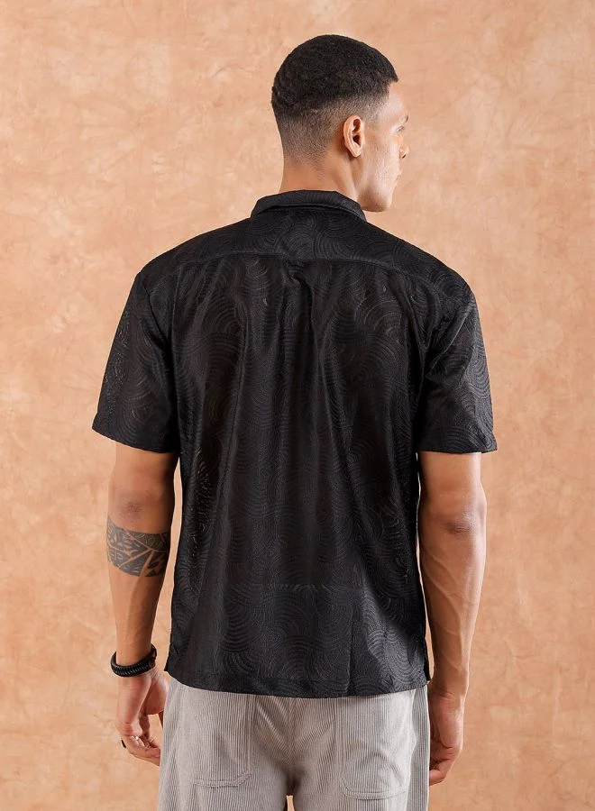 شركة المرآب الهندية Men Relaxed Fit Solid Half Sleeves Cuban Collar Resort Wear Shirt