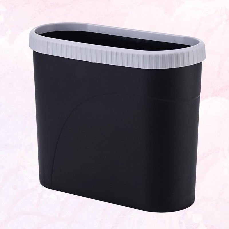 Black Waste Bin with Lid, Narrow Trash Can for Bathroom Kitchen Bedroom, Covered Rubbish Organizer for Home and Office Use - Image 5