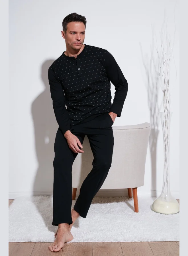 Buratti Cotton Elastic Waist Regular Fit Long Sleeve Pajama Set Men's PAJAMAS SET 6572008