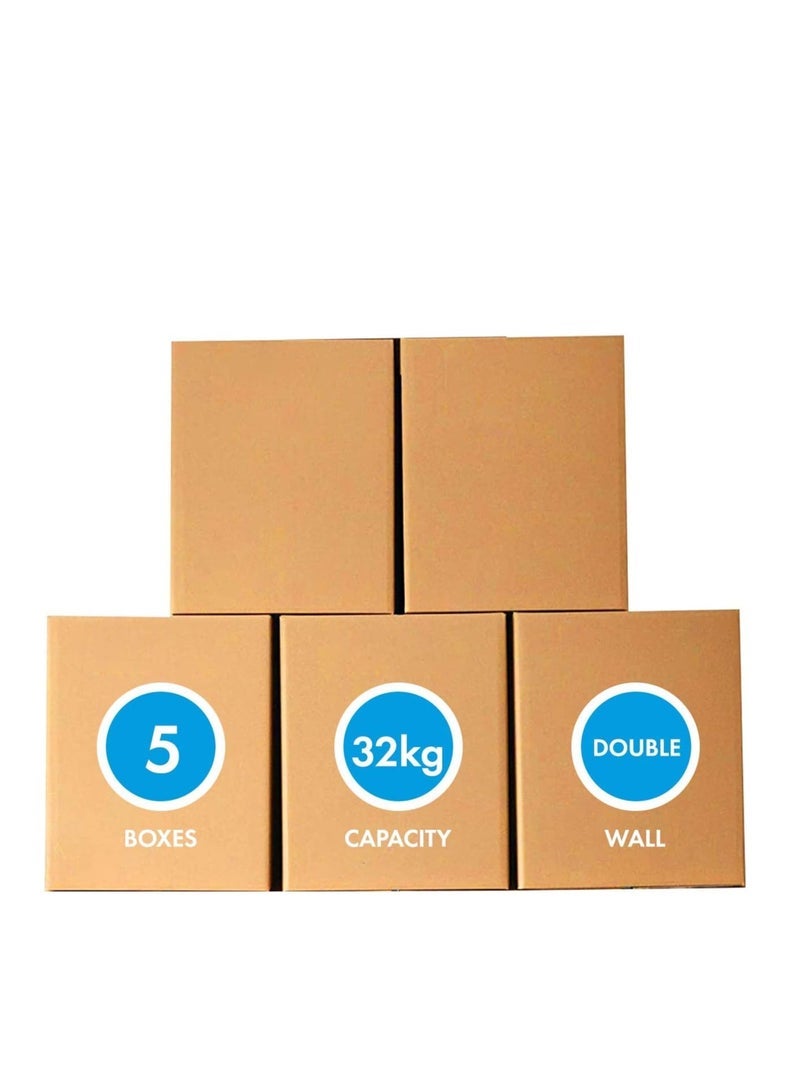 ECVV [5pack] Carton box, Cardboard, for moving shipping and packing Double Wall 100% Recyclable Corrugated Cardboard Moving Boxes (45x45x70cm) Brown 45x45x70cm - Image 2