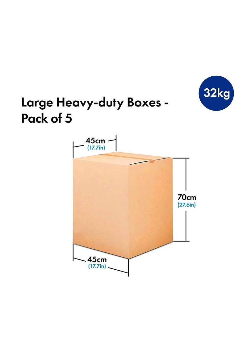 ECVV [5pack] Carton box, Cardboard, for moving shipping and packing Double Wall 100% Recyclable Corrugated Cardboard Moving Boxes (45x45x70cm) Brown 45x45x70cm - Image 1