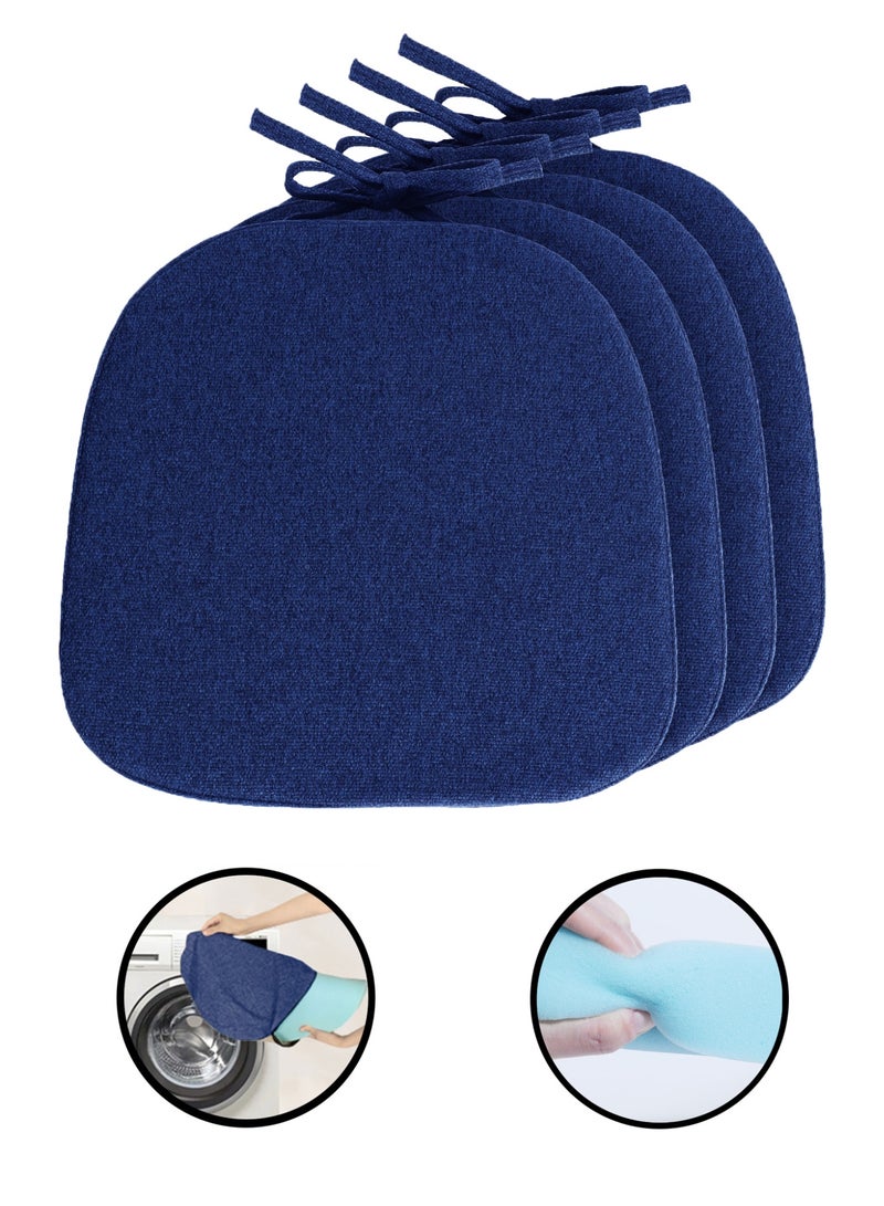 Small Foam Chair Cushions for Dining Chairs Set of 4, Non Slip Kitchen Chair Pads, 36x36x4 cm, Indoor Dining Chair Cushions with Ties, U-Shaped Seat Cushions for Kitchen Chairs - Image 1