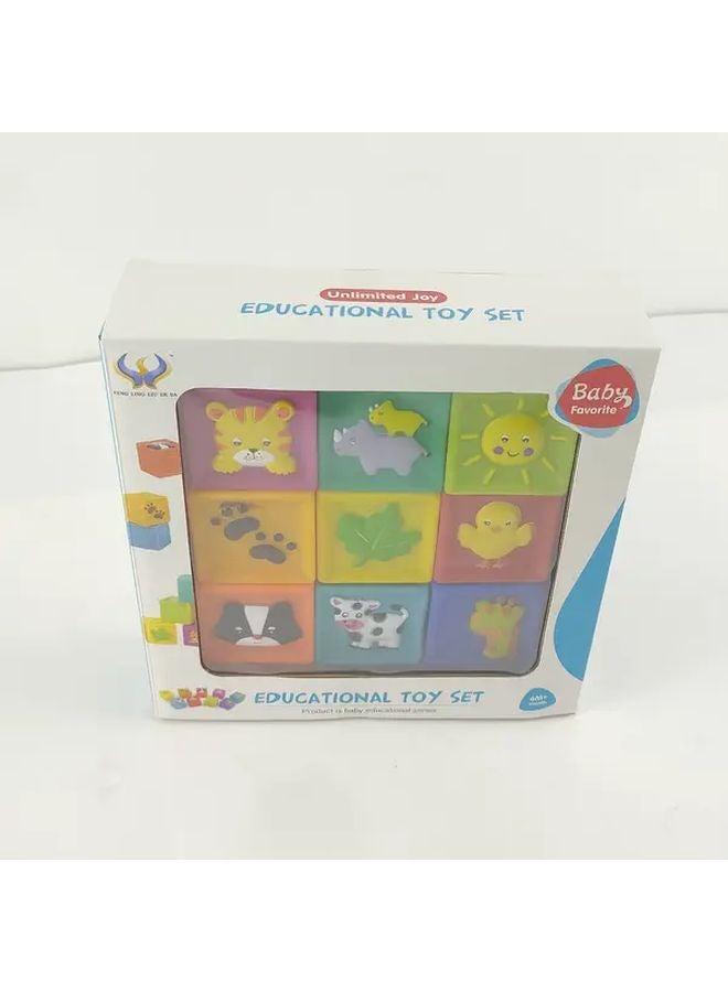 9Pcs Soft Stacking Blocks Model 628 11 Educational Sensory Building Set For Babies - Image 1