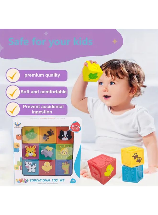 9Pcs Soft Stacking Blocks Model 628 11 Educational Sensory Building Set For Babies - Image 2
