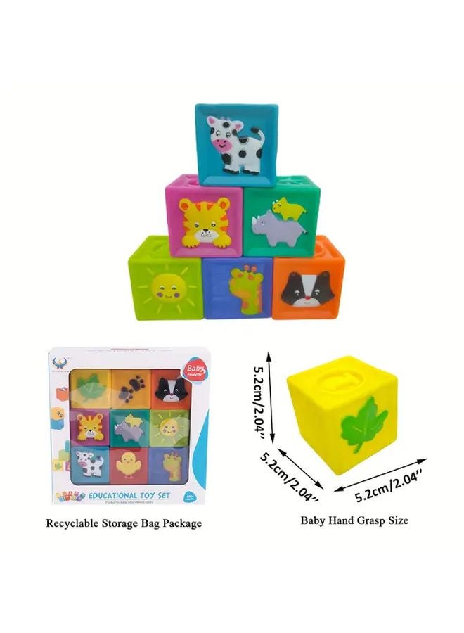 9Pcs Soft Stacking Blocks Model 628 11 Educational Sensory Building Set For Babies - Image 3