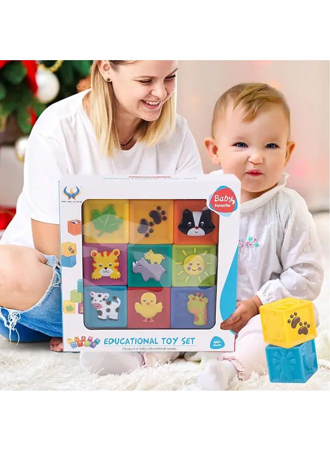 9Pcs Soft Stacking Blocks Model 628 11 Educational Sensory Building Set For Babies - Image 4