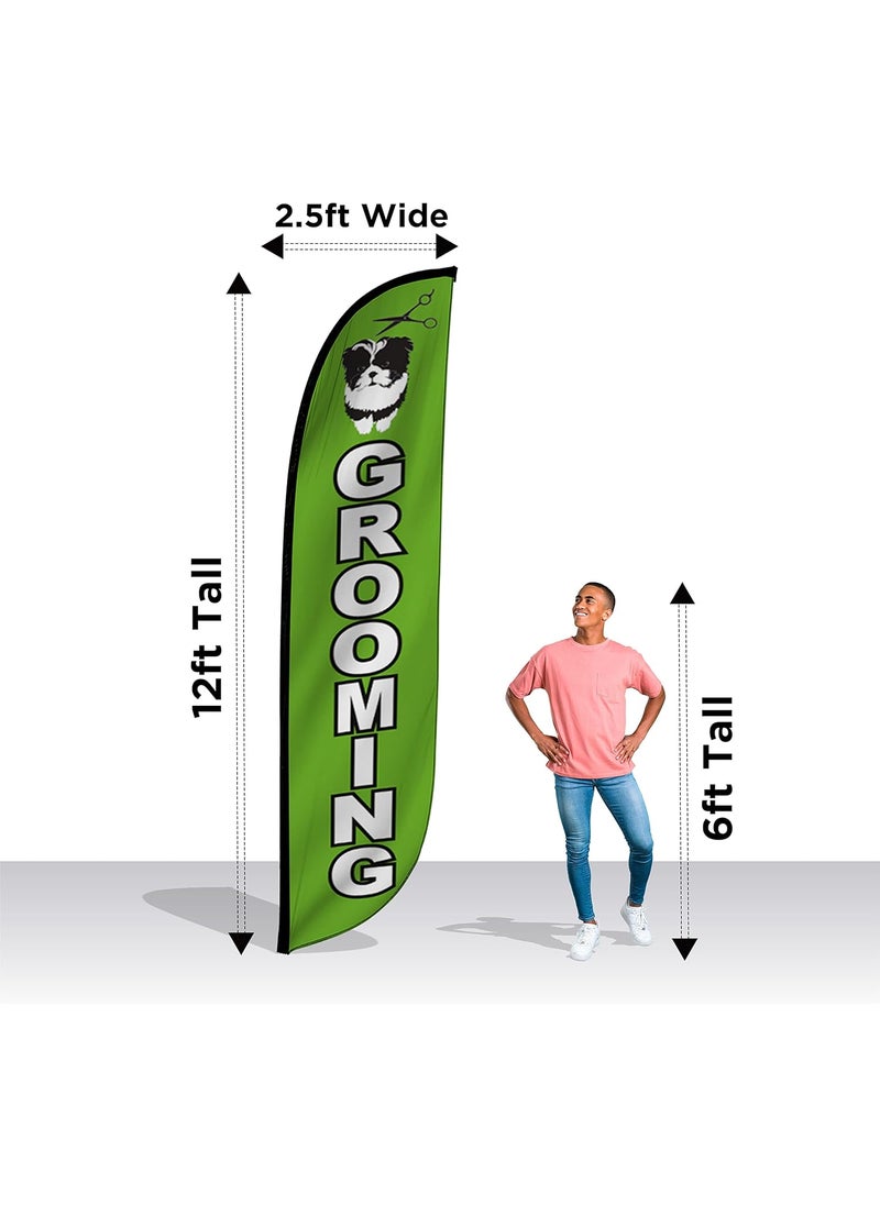 LookOurWay LookOurWay Feather Flag Banner  12 Feet Tall Advertising Flags for Outdoor Business and Events Promotion  Swooper Flag Only  Pet Grooming Flags  Pet Grooming 10M1200116  - Image 3