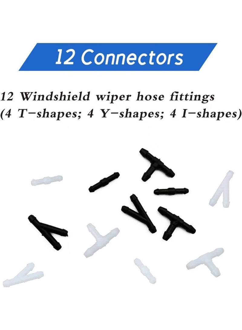 KISSUN Windshield Washer Hose Kit, 4 Meter Washer Fluid Hose with 12 Pcs Hose Connectors, Suitable for Most Car Windshield Washer Tubing - Image 3