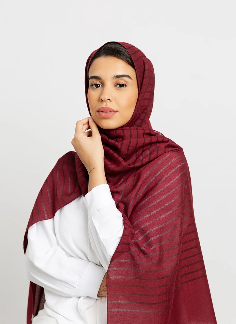 Kaafmeem Ruby - Cotton Striped Tarha