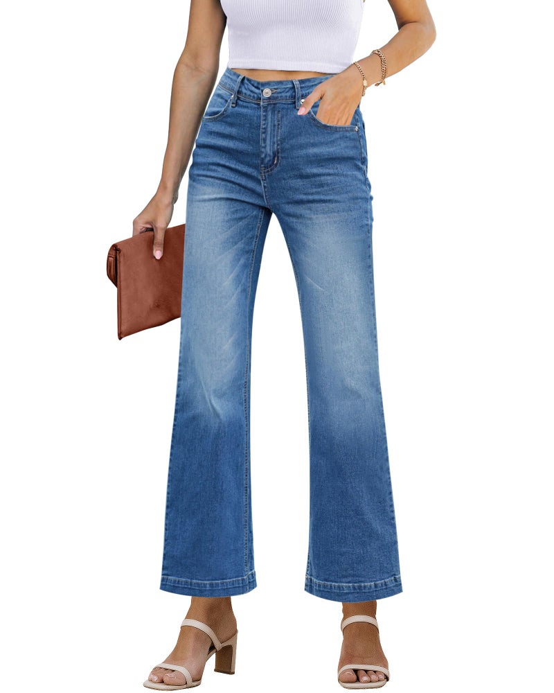 GRAPENT Women's Jeans, Petite Lapis Longing, Size 12, High Waisted, Wide Leg, Work Pants - Image 1
