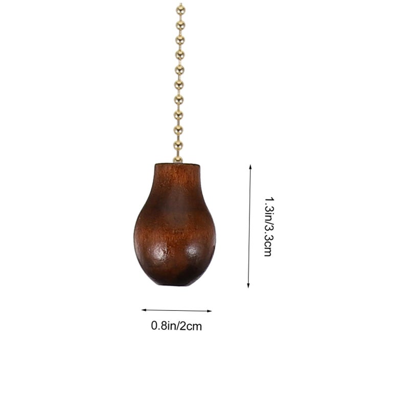 Walnut Wooden Gourd Shape Ceiling Fan Pull Chain 4 Pack Pendant Light Cord - Image 3