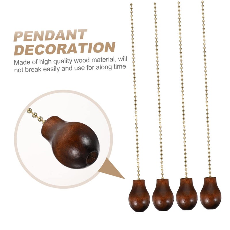 Walnut Wooden Gourd Shape Ceiling Fan Pull Chain 4 Pack Pendant Light Cord - Image 5