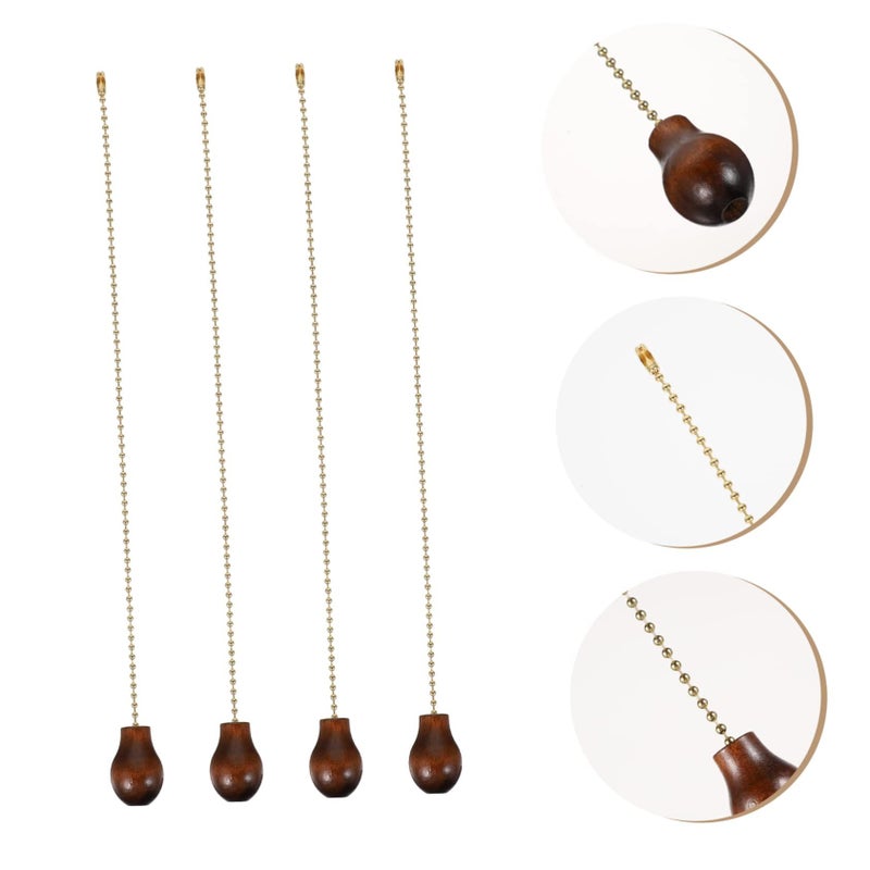 Walnut Wooden Gourd Shape Ceiling Fan Pull Chain 4 Pack Pendant Light Cord - Image 4