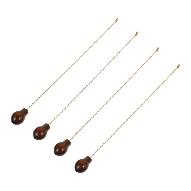 Walnut Wooden Gourd Shape Ceiling Fan Pull Chain 4 Pack Pendant Light Cord - Image 2