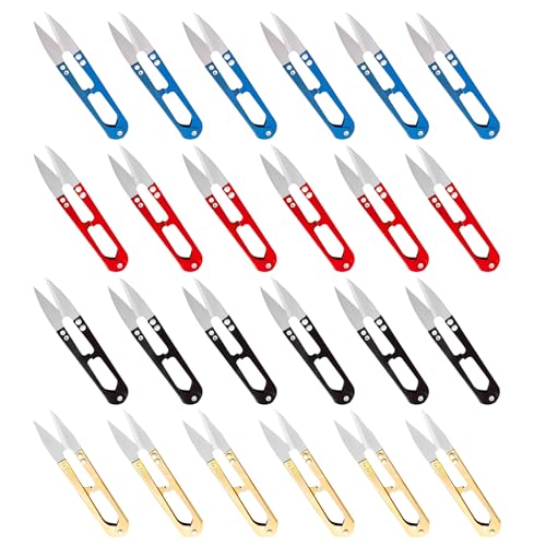 CUGBO 24Pcs Sewing Scissors for Fabric, Thread Yarn Embroidery Clippers Cutter, Small Snips Plant Trimming Nipper, Great for Stitch, Art Craft, Mini DIY Supplies,Garden Use - Image 1